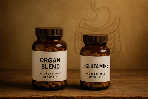 Organ-based supplements offering natural solutions for leaky gut compared to isolated L-glutamine