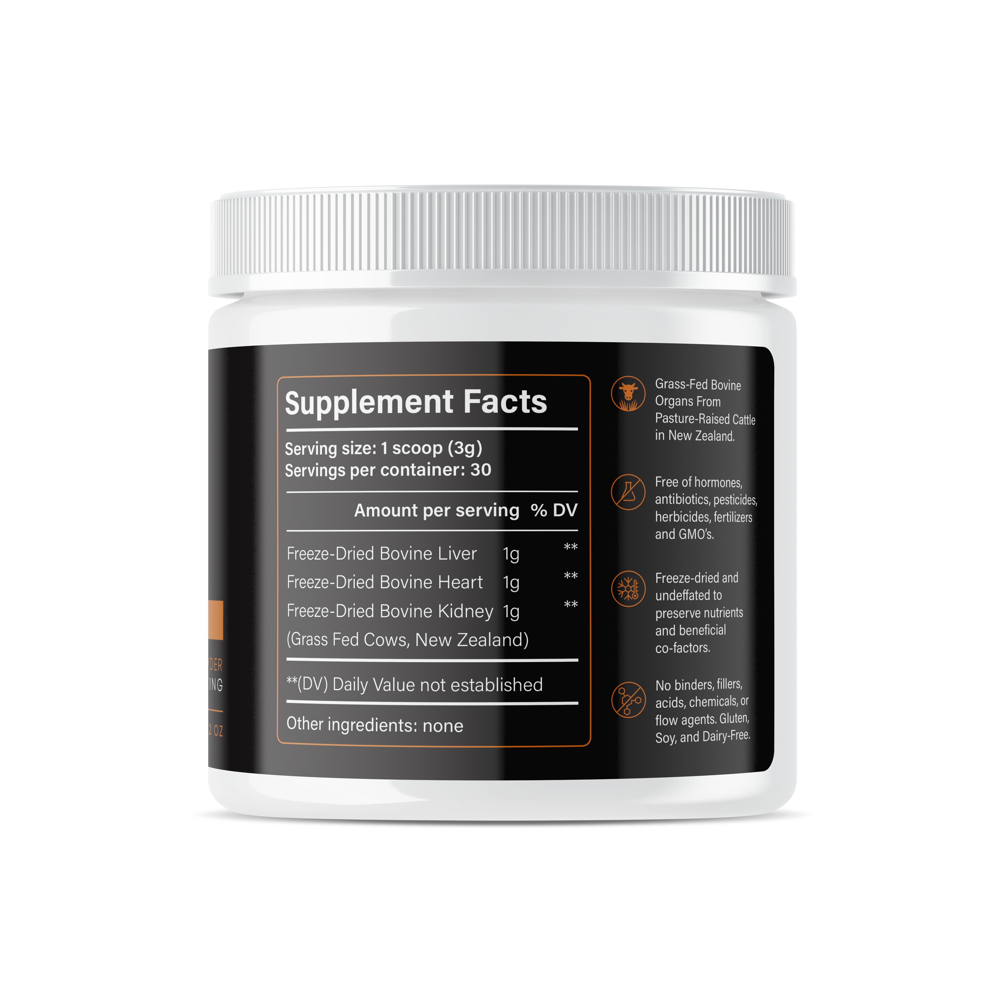 Nutrient profile of bovine organ powder – vitamin A, B12, heme iron, choline, selenium, and trace minerals from liver, heart, and kidney