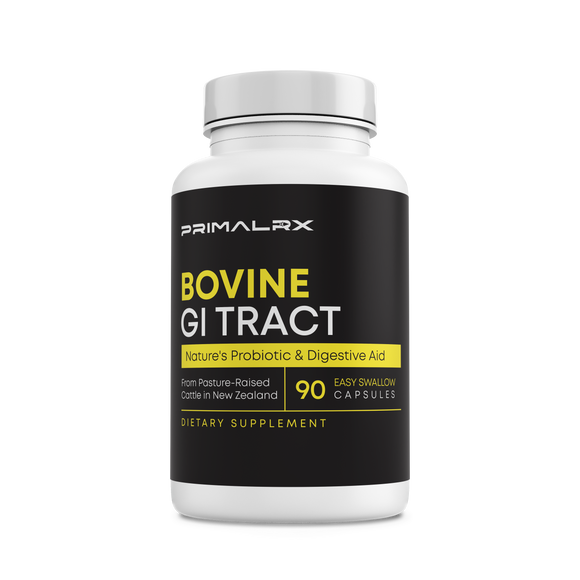 PrimalRx Grass-Fed Bovine GI Tract Capsules – digestive enzyme and probiotic organ supplement