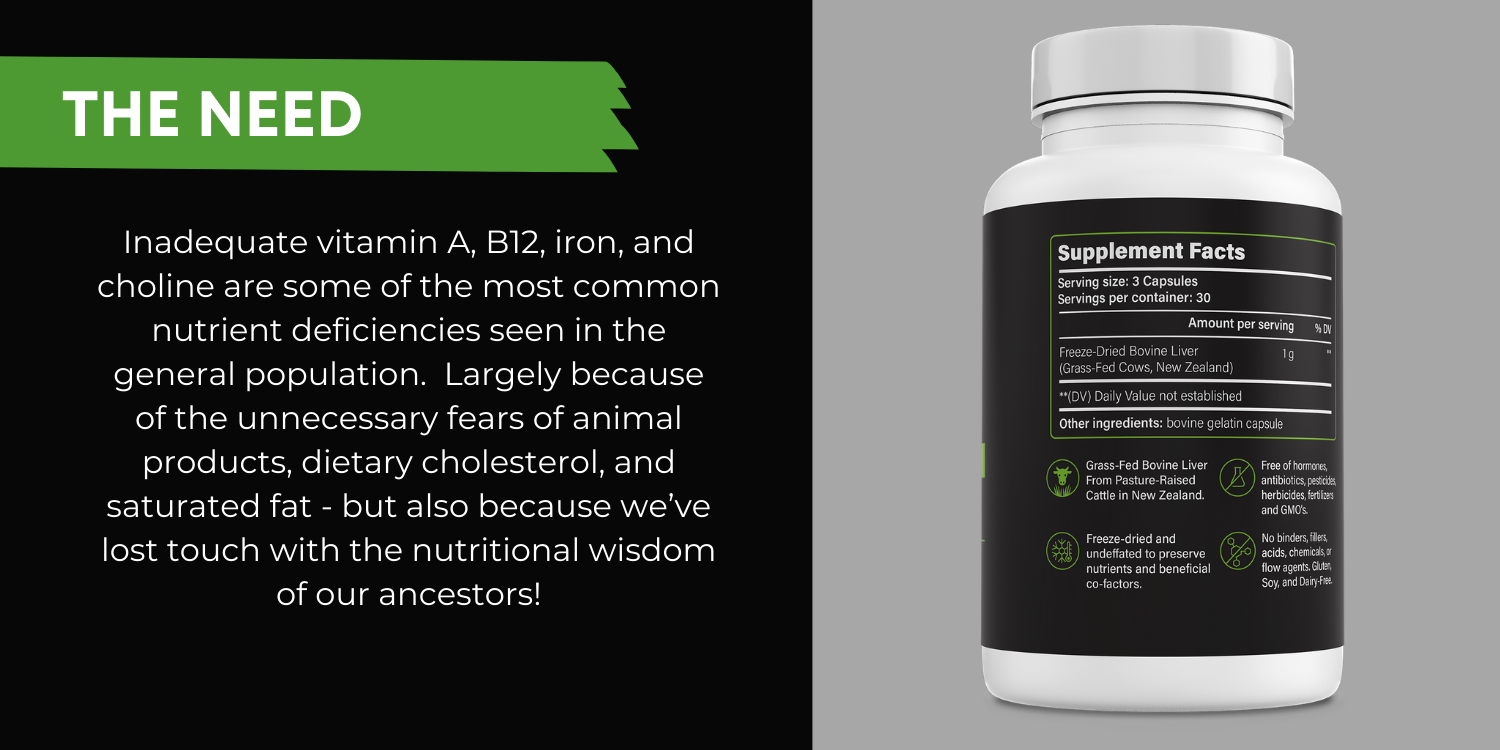 Grass-fed beef liver capsules rich in natural B12 and iron - the need