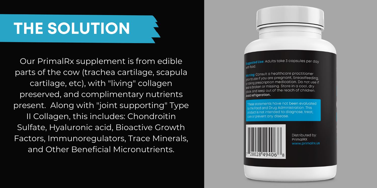 Pure grass-fed cartilage powder in capsules – PrimalRx Nature’s Joint Formula 3