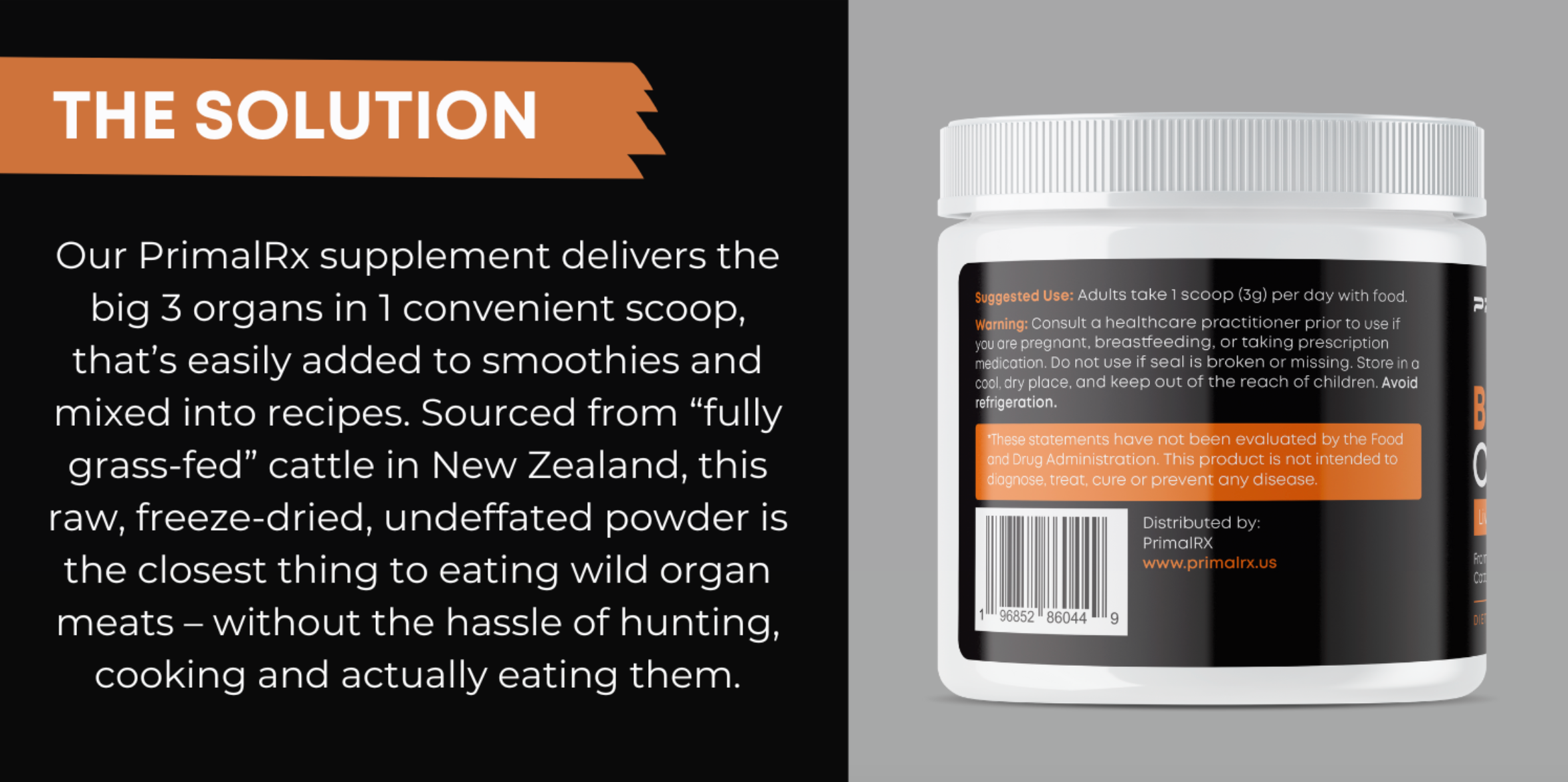 Finely ground organ powder rich in B vitamins, CoQ10, and iron – PrimalRx 3